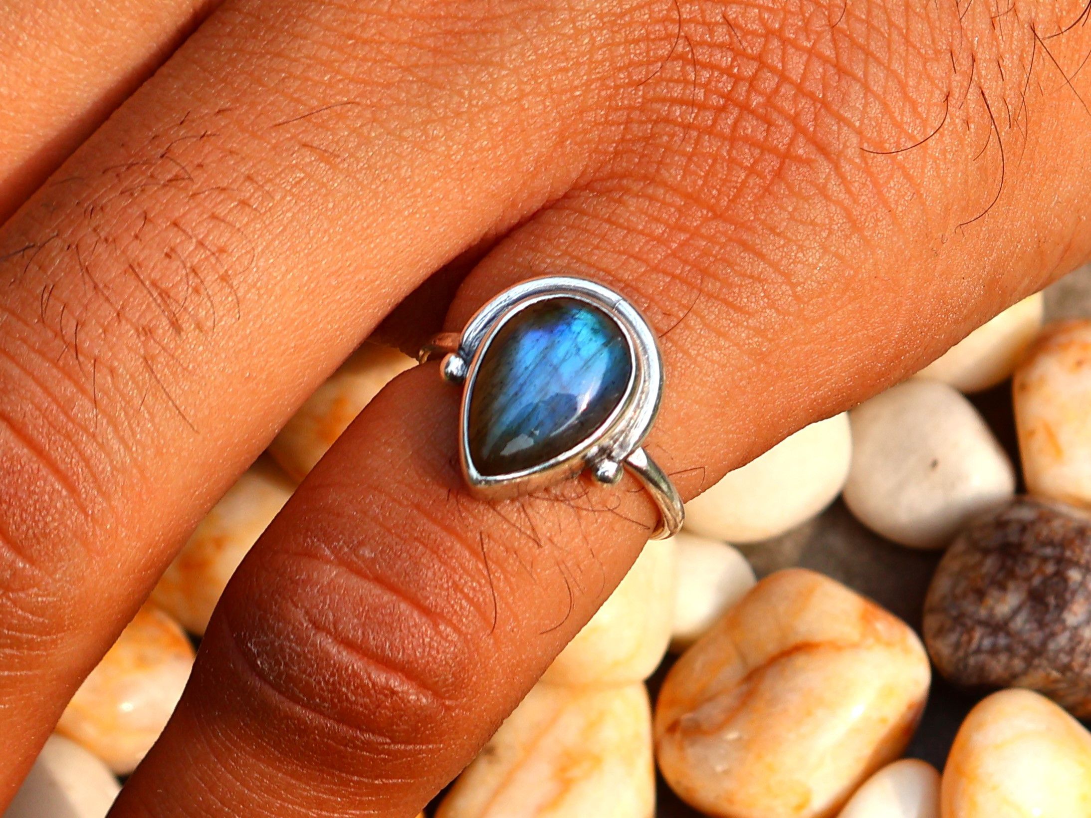Handmade Natural Labradorite Ring, Handmade Ring, 925 Sterling Silver Size ONE SIZE - 8 Thumbnail
