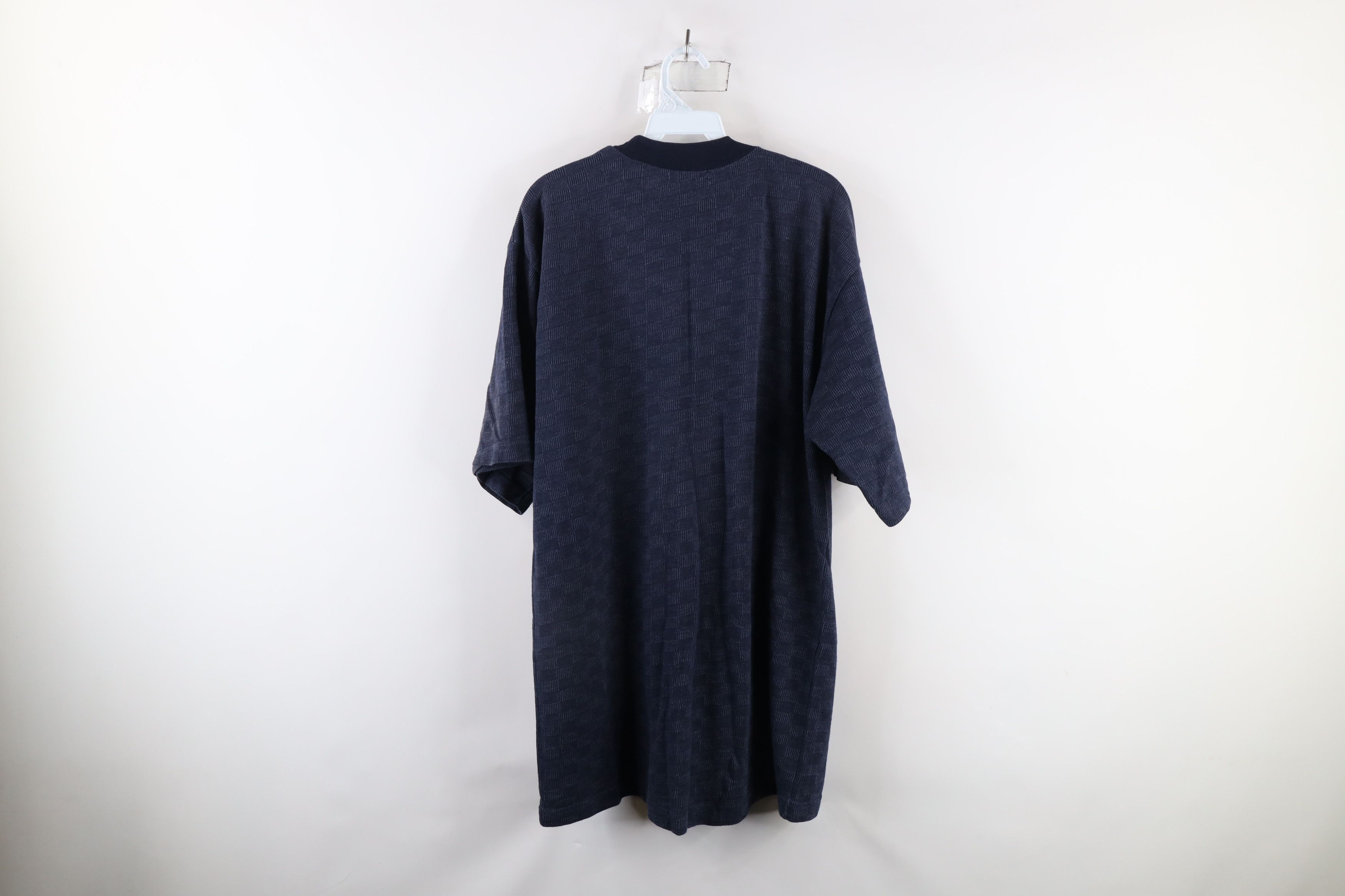 Vintage Vintage 90s Streetwear Checkered Knit Pocket T-Shirt Blue Size US L / EU 52-54 / 3 - 8 Thumbnail