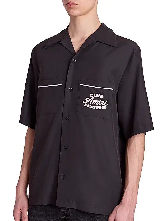 Amiri os11x1225 Club Cotton Camp Shirt in Black Size US S / EU 44-46 / 1 - 6 Thumbnail