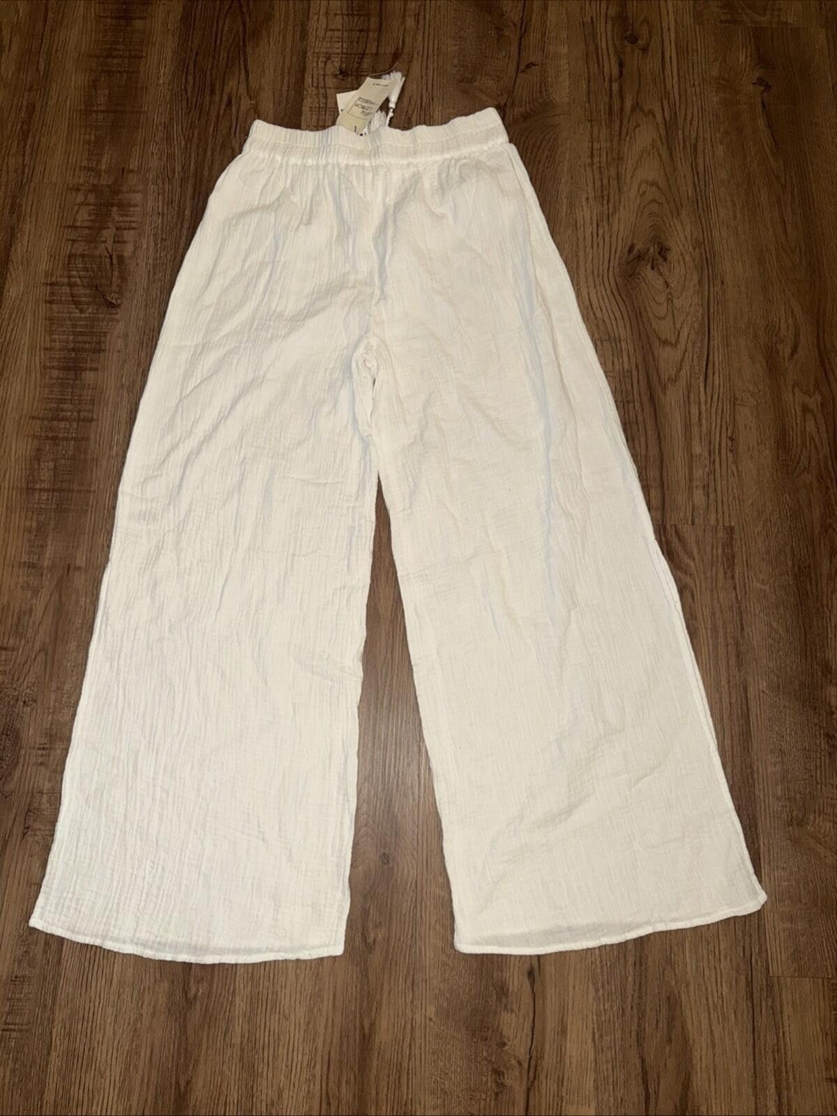Other Salty Lemon White Gauze Coastal Boho Beach Wide Leg Pants Size 32" / US 10 / IT 46 - 9 Thumbnail