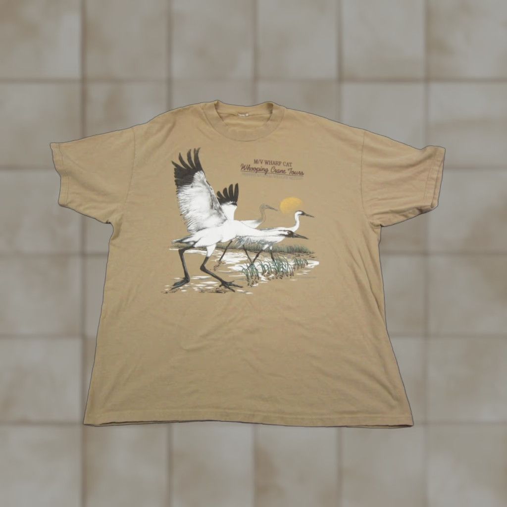 Vintage Vintage Crane Shirt Mens 2XL Brown Aransas National Wildlife Refuge Whooping T-Shirt Short Sleeve Crew Neck Jersey 80s 90s Beer Classic School Men Size US XXL / EU 58 / 5 - 1 Thumbnail