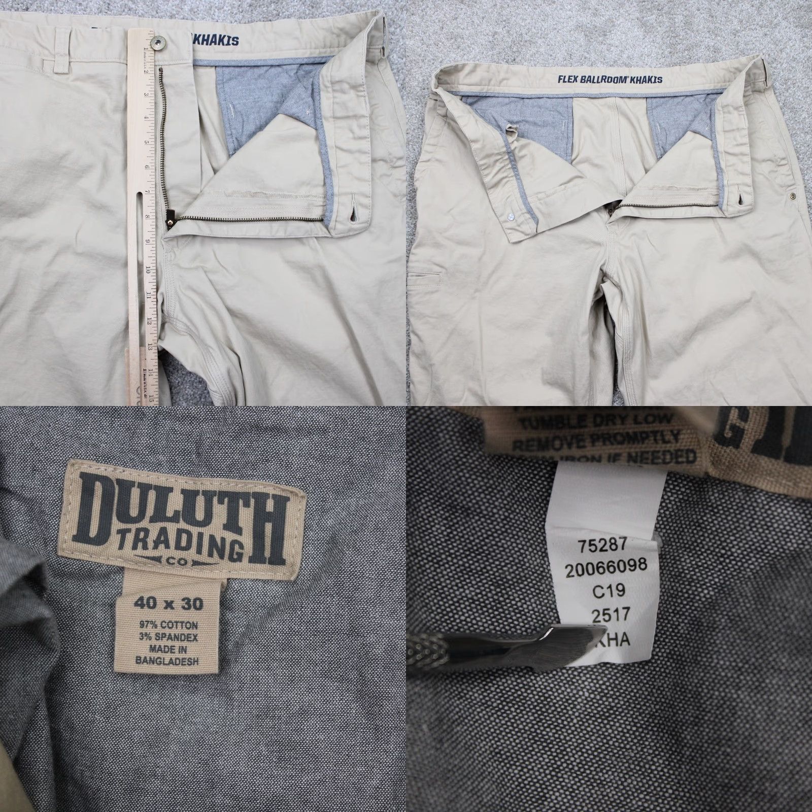 Vintage Duluth Mens Pants 40x30 Beige DuluthFlex Ballroom Cotton Stretch Straight Chino Casual Workwear 5-Pocket Logo Size US 40 / EU 56 - 8 Thumbnail