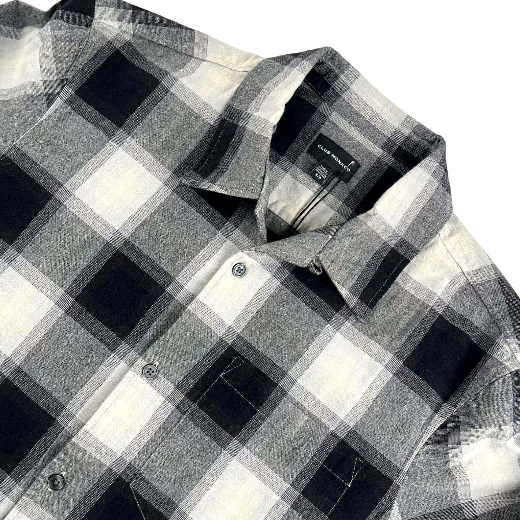 Club Monaco Club Monaco Shirt Button-Down Knit Cotton Black White Check Small Regular Mens Pocketed Button-Up Neck Collared 100% Brand New with Tags Size US S / EU 44-46 / 1 - 2 Thumbnail