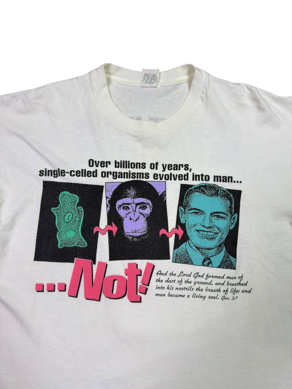 Vintage *RARE* 1991 BIG BANG THEORY EVOLUTION SCIENCE SAINT GOD TEE Size US XL / EU 56 / 4 - 3 Thumbnail