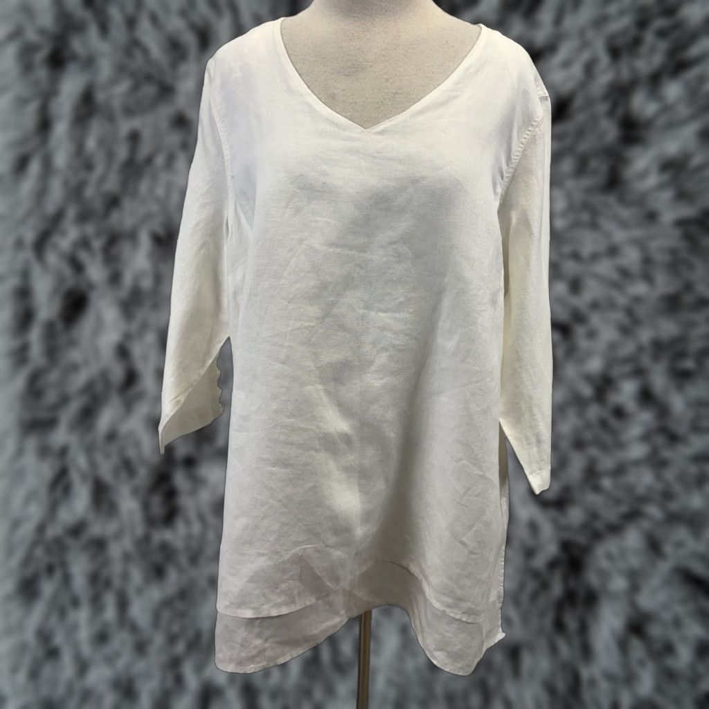 Vintage Ali Miles Linen Tunic Shirt Womens XL White Breathable Lagonlook Coastal Size XL / US 12-14 / IT 48-50 - 1 Thumbnail