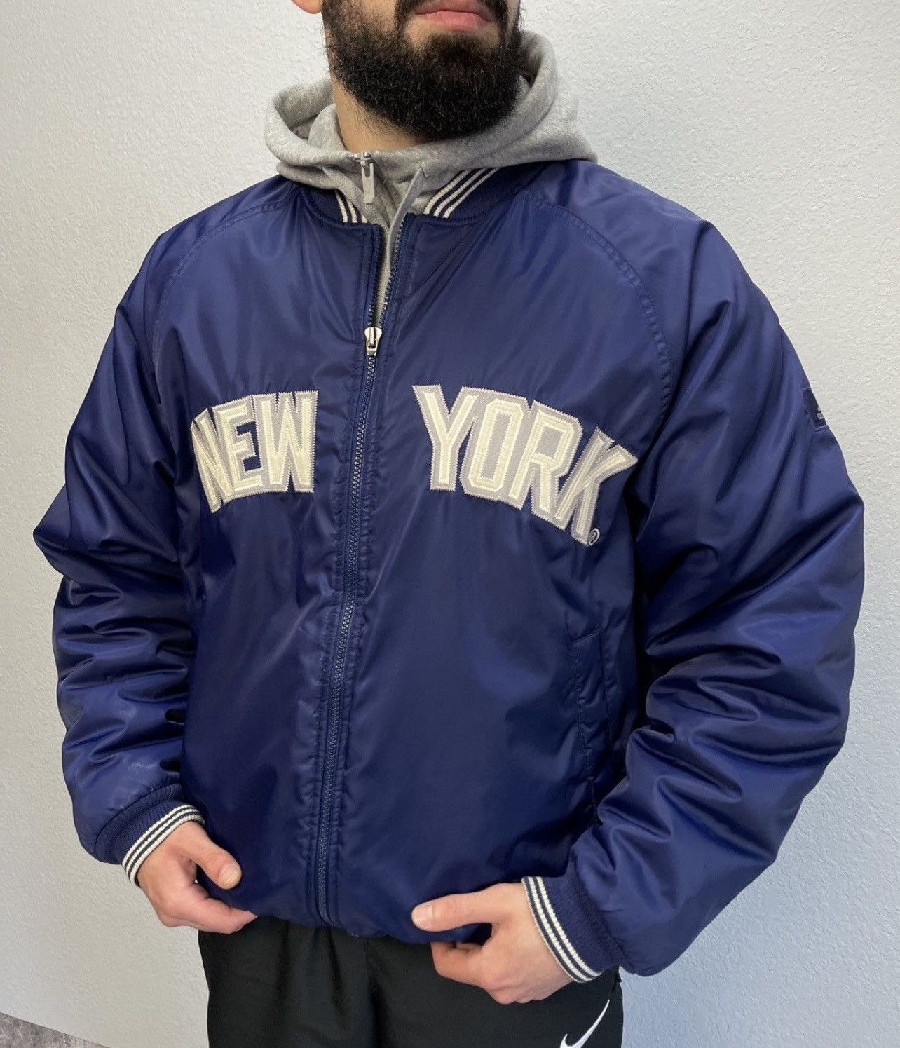 Adidas Vintage 00s Adidas New York Yankees Boxy Fit Bombers Jacket Size US M / EU 48-50 / 2 - 1 Thumbnail