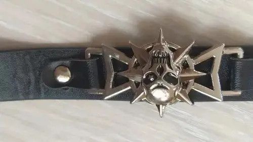 Leather Skeleton Skull Star Eye Punk Gothic Bracelet Size ONE SIZE - 2 Thumbnail