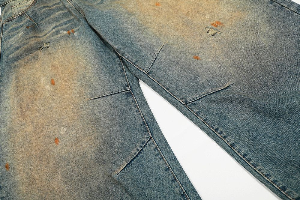 Vintage American retro washed distressed splatter jeans for men Size US 32 / EU 48 - 4 Thumbnail