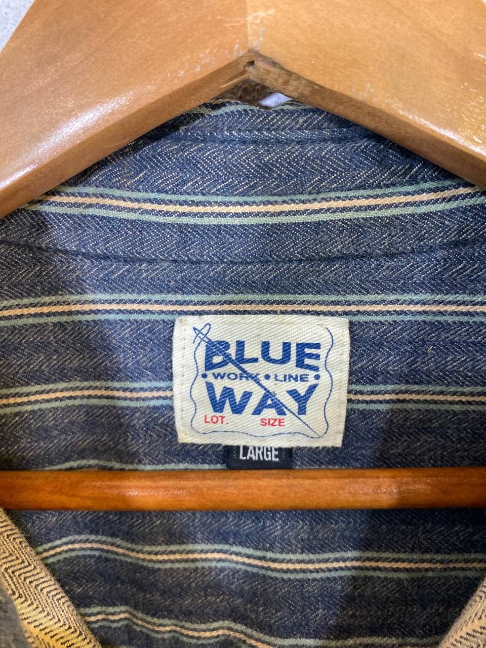 Japanese Brand vintage blue way hickory stripe shirt nice design Size US L / EU 52-54 / 3 - 5 Thumbnail