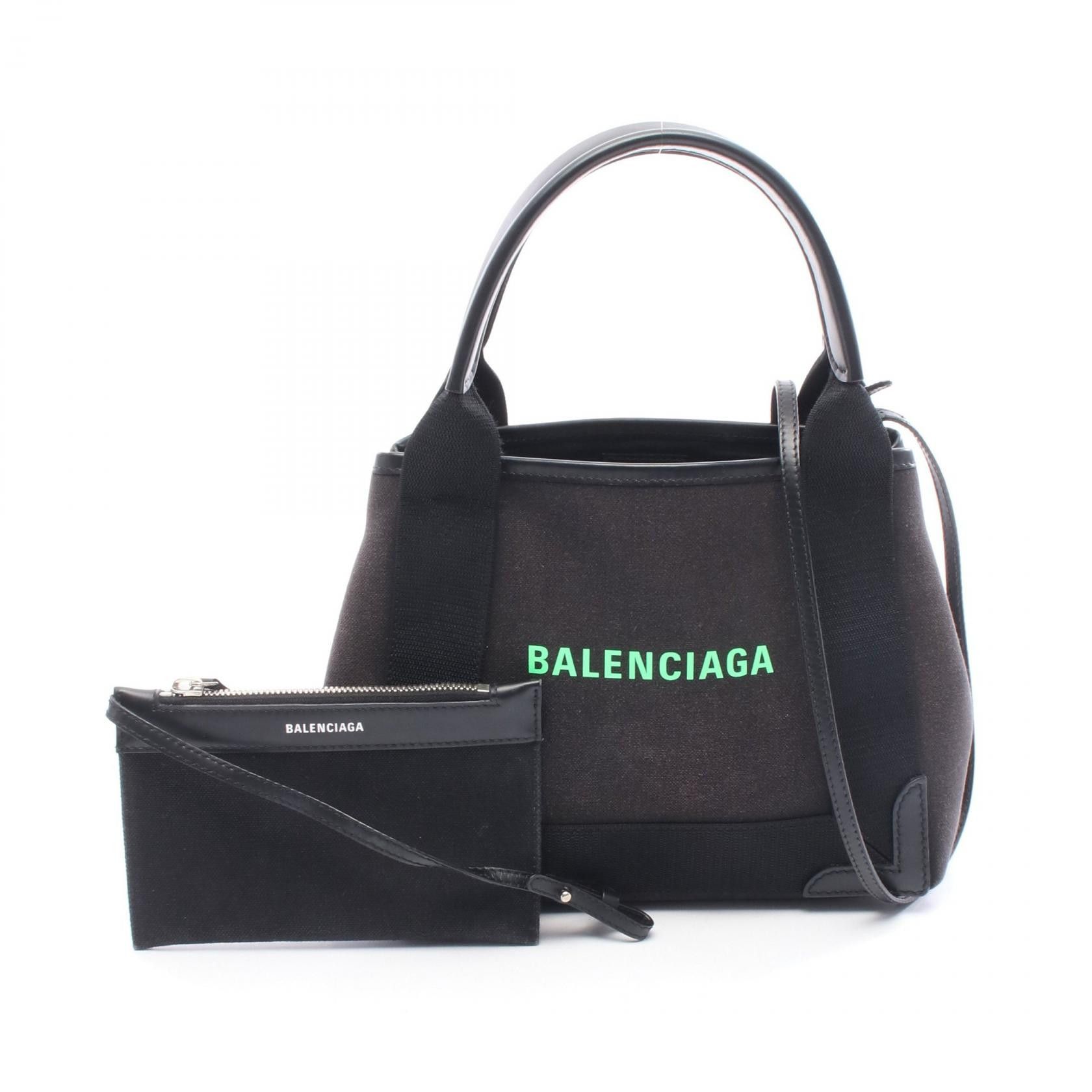 Balenciaga Balenciaga Balenciaga Navy Cabas Canvas Leather Handbag Leather Handbag 390346 DUTY FREE for USA Size ONE SIZE - 1 Thumbnail