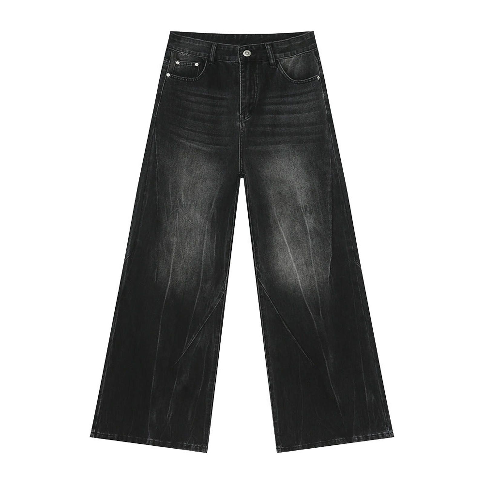 Vintage Whiskered Washed Wide Leg Jeans, Baggy Denim Pants Size US 30 / EU 46 - 6 Thumbnail