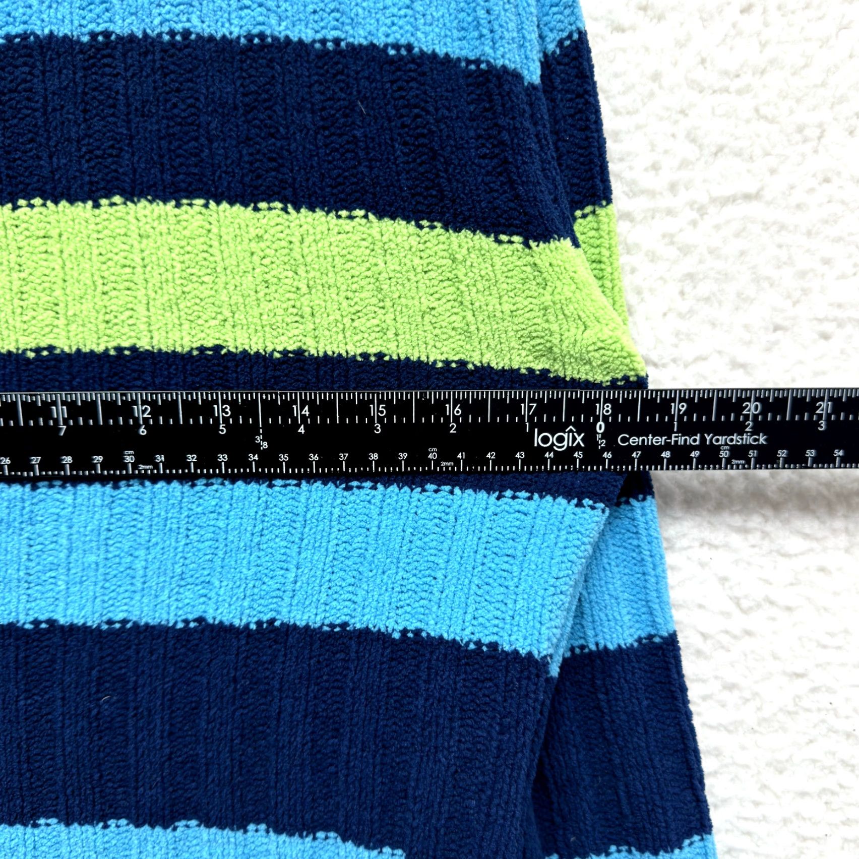 Vintage Y2K Vintage No Boundaries Chenille Mock Neck Sweater M Medium Blue Green Striped Womens Mens Girls Boys Size M / US 6-8 / IT 42-44 - 3 Thumbnail