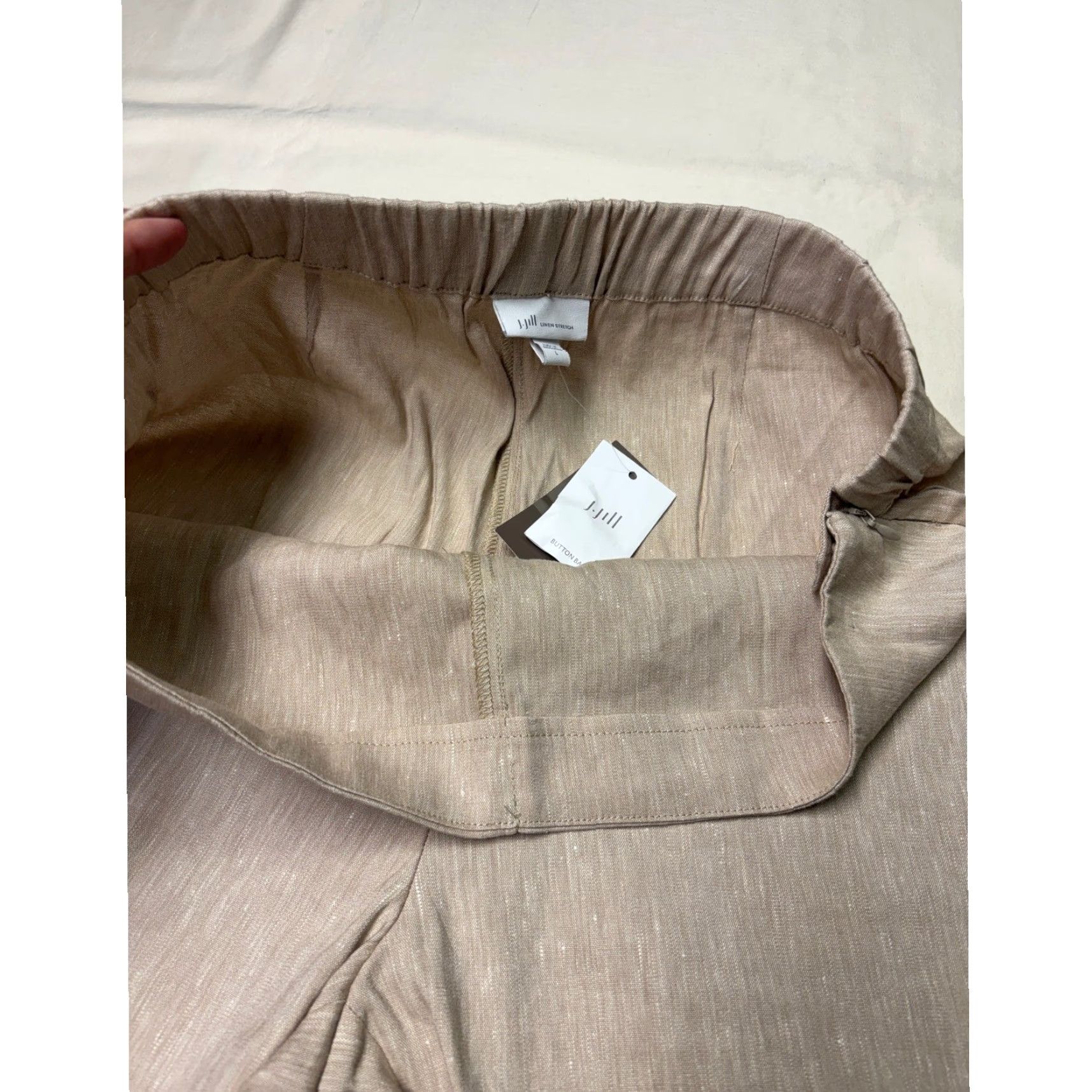 J. Jill NWT J. Jill Linen Stretch Pants Macadam Beige Side Zip Button Ankle Large Size 36" / US 14 / IT 50 - 4 Thumbnail