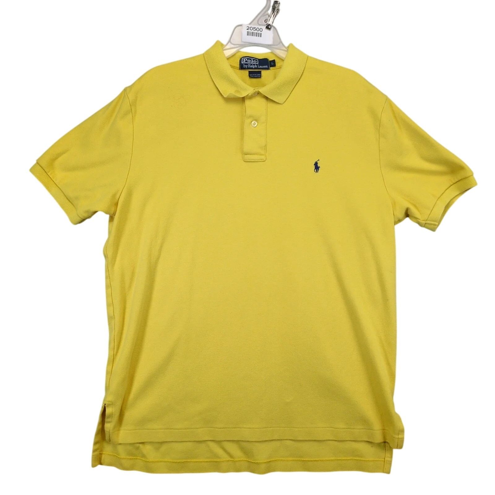 Polo Ralph Lauren Vtg Polo by Ralph Lauren Men's L Polo Shirt Yellow Navy Pony Size US L / EU 52-54 / 3 - 1 Thumbnail