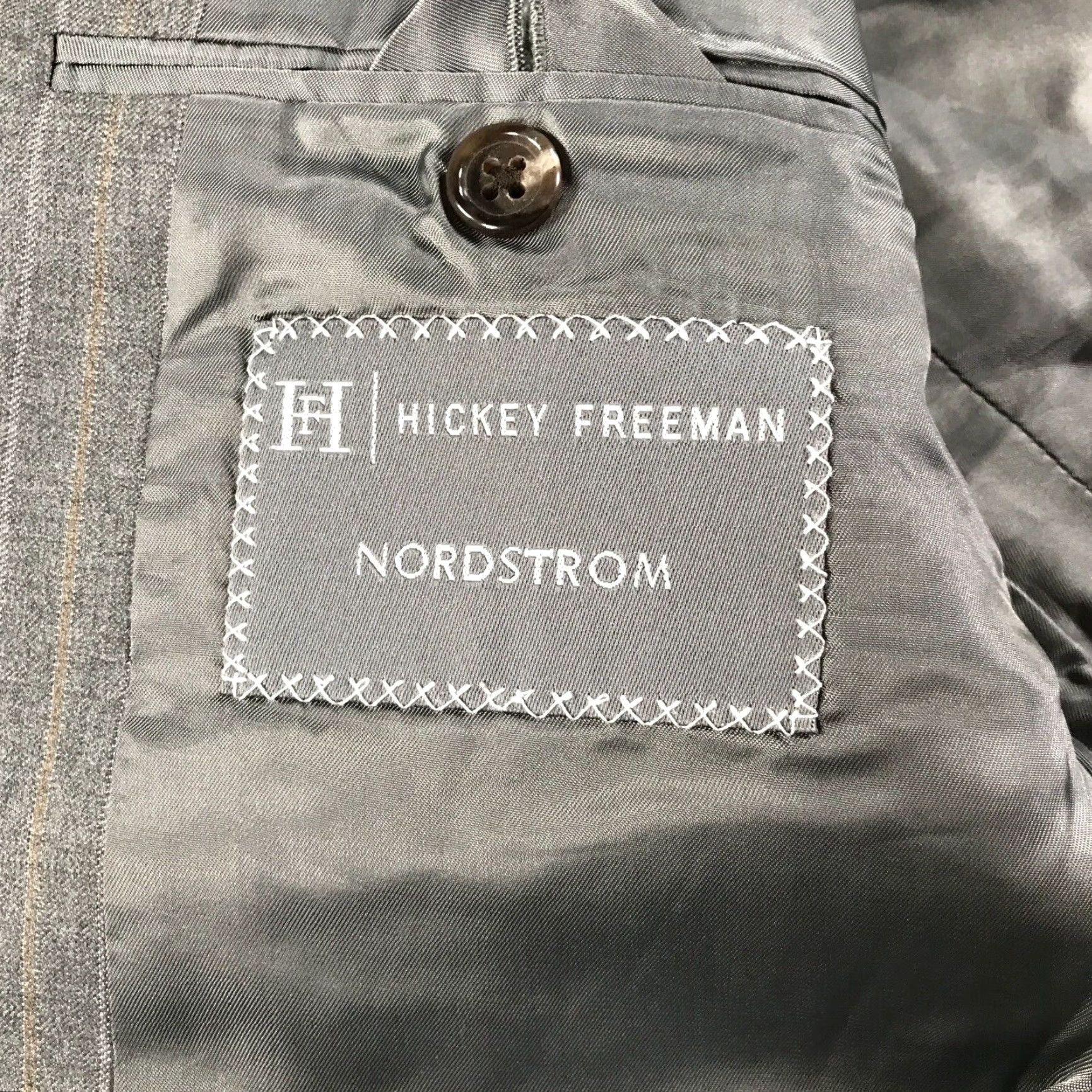 Hickey Freeman Blazer Mens 42 L Gray Brown Pinstripes Wool Made In USA