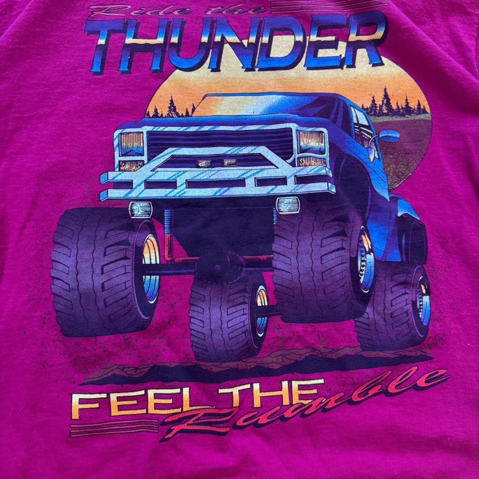 Vintage Vintage 90 Ride the Thunder Monster Truck T-Shirt Size Large Size US L / EU 52-54 / 3 - 3 Thumbnail
