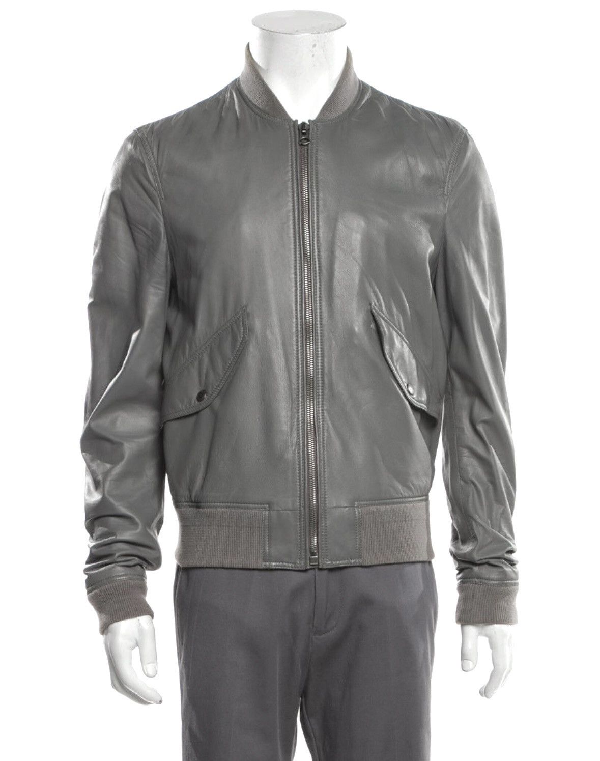 Burberry Burberry Brit Lamb Leather Grey Bomber Jacket Size Large Size US L / EU 52-54 / 3 - 14 Thumbnail
