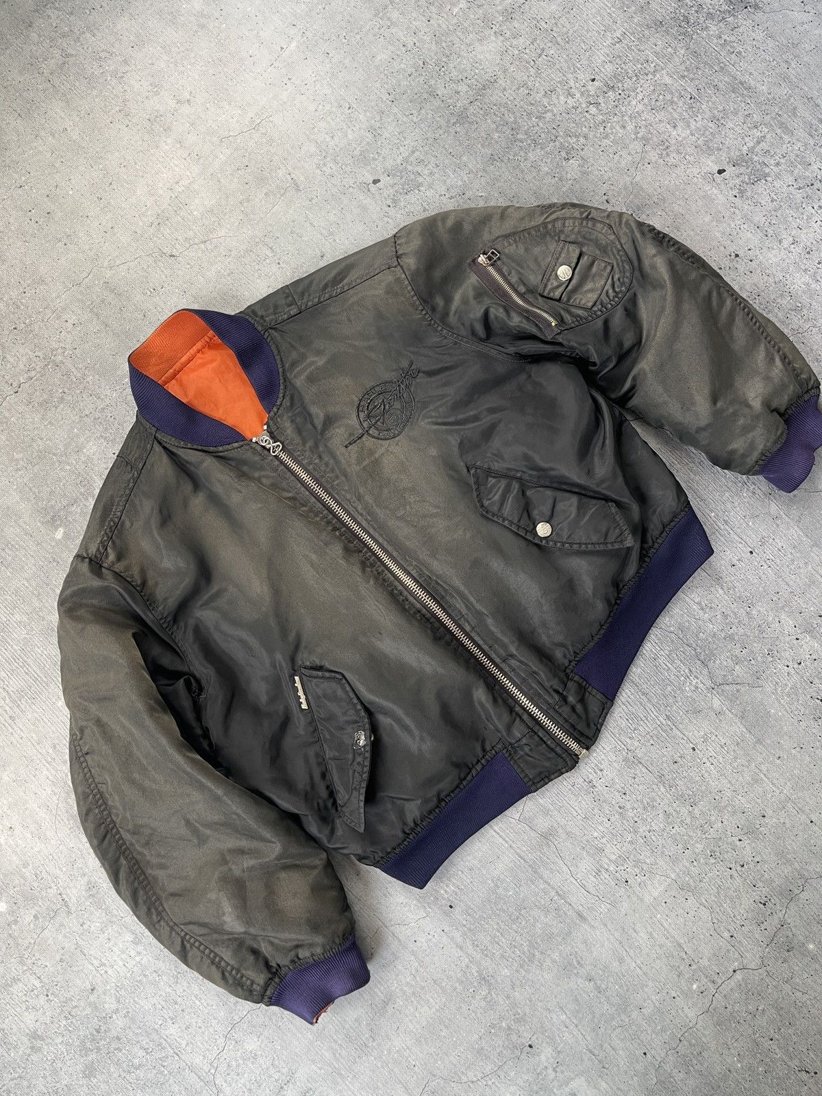 Mens Vintage Harley Davidson Bomber Jacket Big Logo Size L