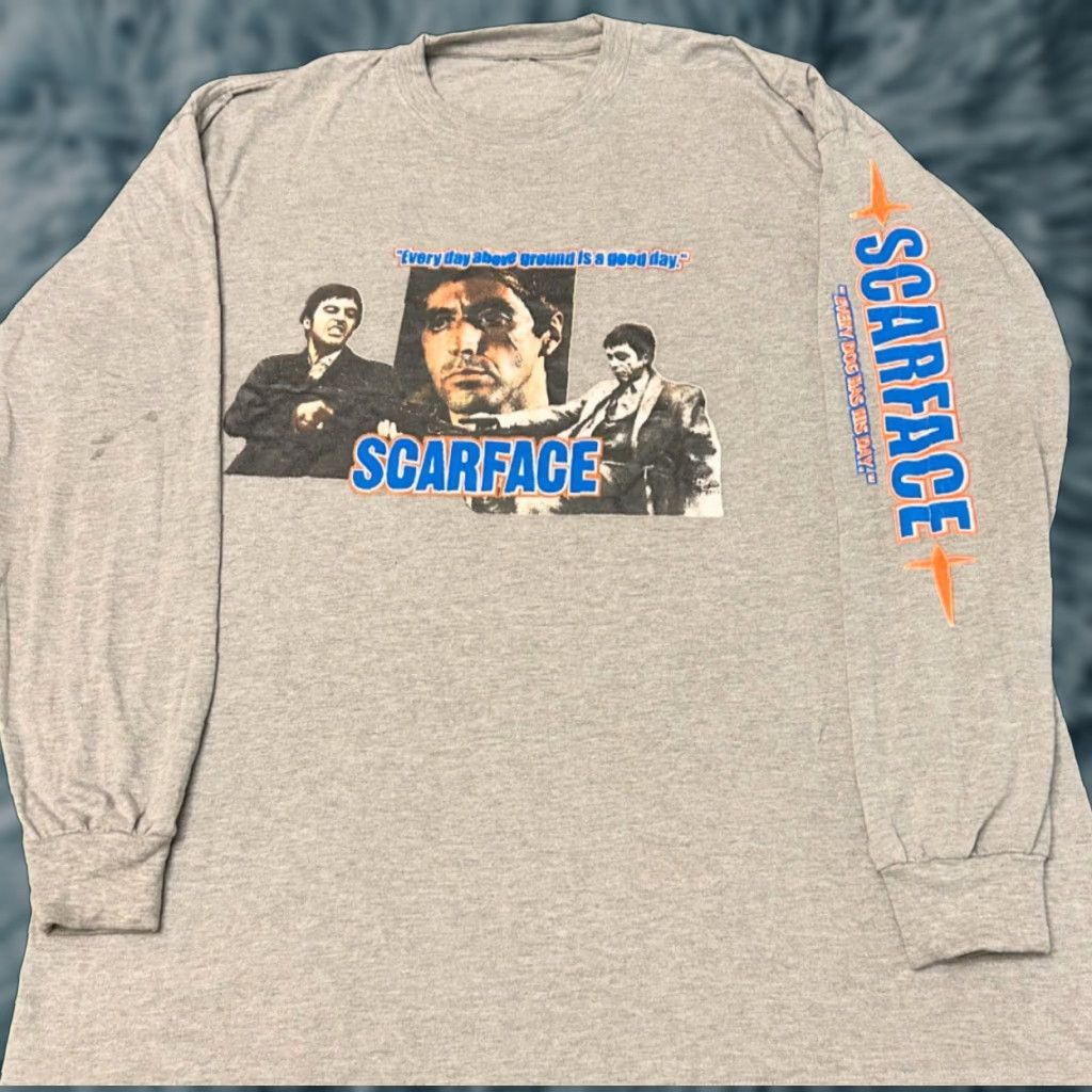 Vintage VINTAGE Scarface Movie Promo Longsleeve Shirt Mens XL Gray 90s Y2K Punk Grunge Hip Hop Sleeve Hit Size US XL / EU 56 / 4 - 1 Thumbnail