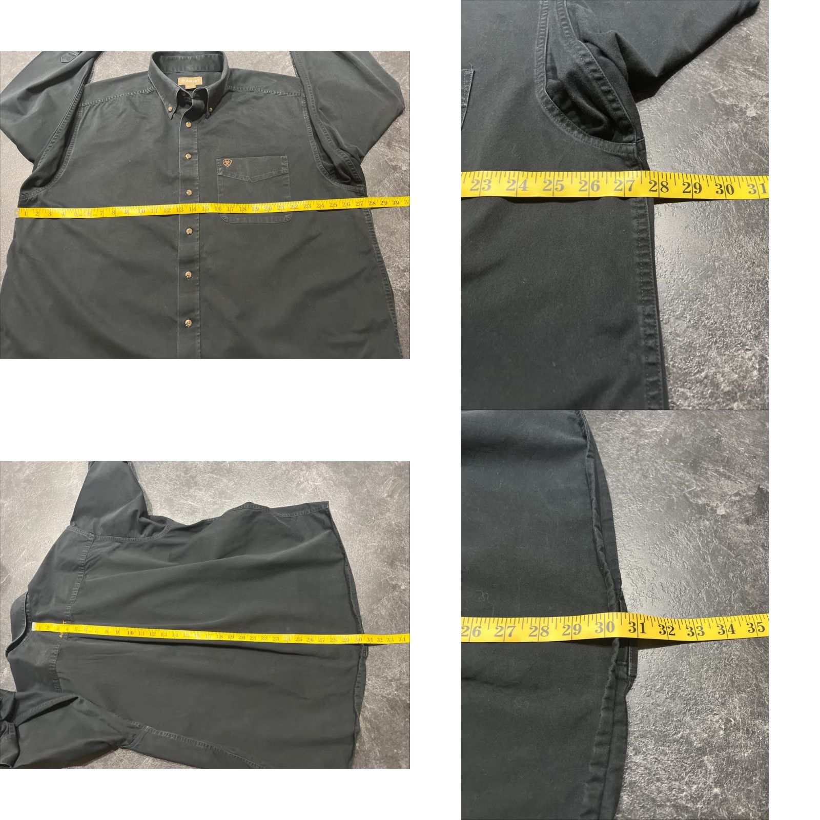 Ariat Ariat Shirt Button-Up Long Sleeve 2XL Black Mens Cotton 100% Button-Down Collared Chest Pocket Vintage No Size 48R - 8 Thumbnail