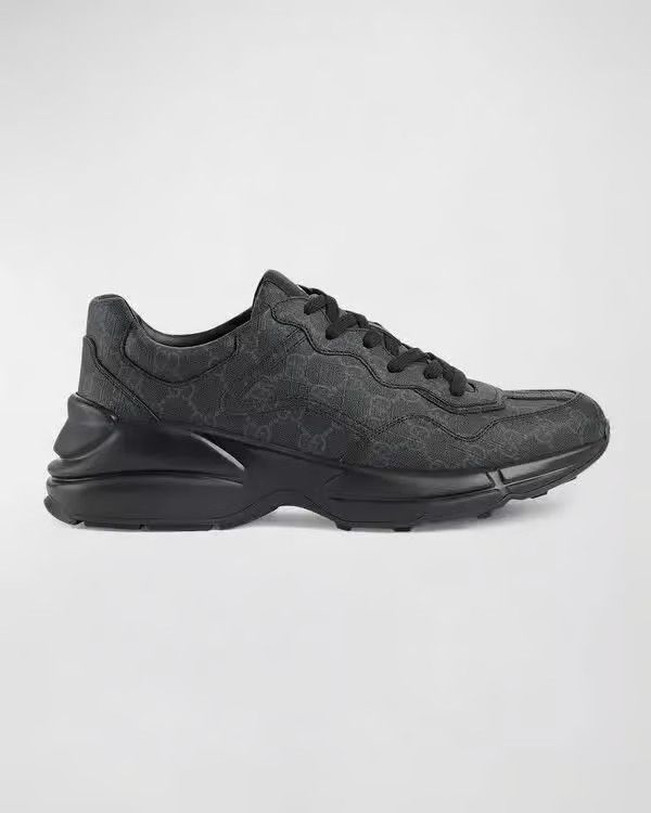 Gucci o1s1wg110325 Men's GG Rhyton Sneakers in Black Size US 5.5 / EU 38 - 1 Thumbnail