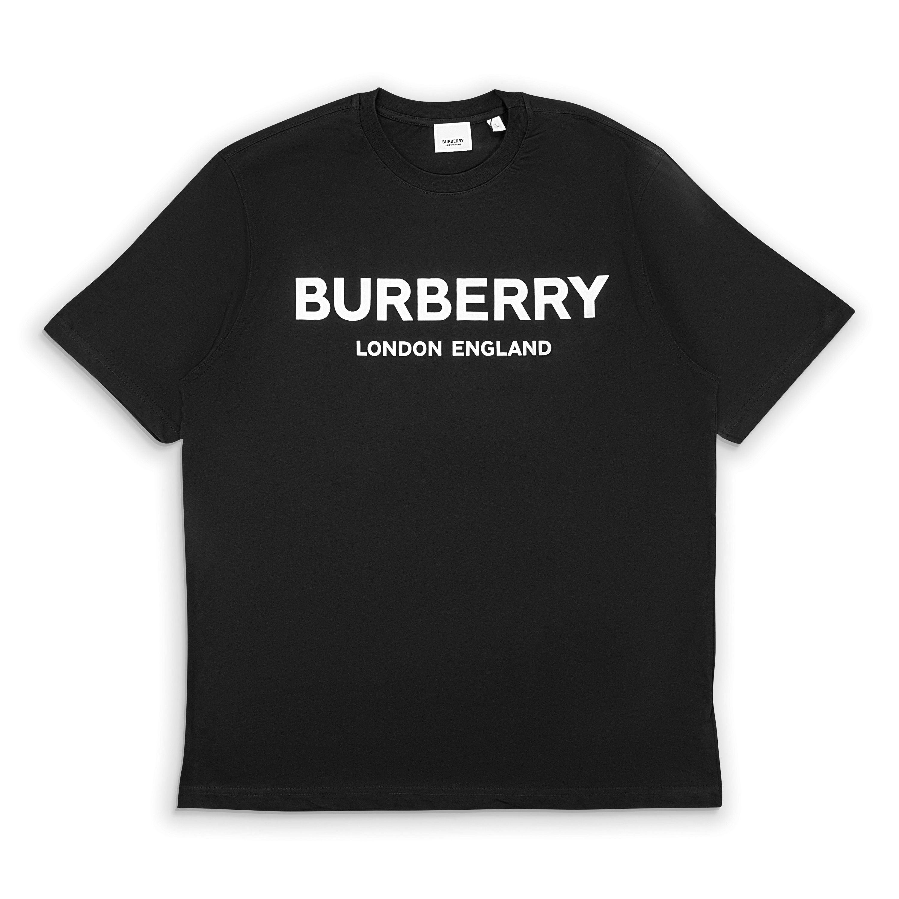 image of Burberry Black White Logo T-Shirt Size S, Men's