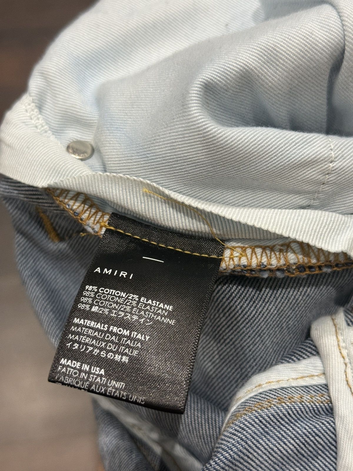 Amiri Amiri DISTRESSED DENIM HAWAIAN PATCHWORK ROSEBOWL MX1 SLIM Size US 34 / EU 50 - 8 Thumbnail
