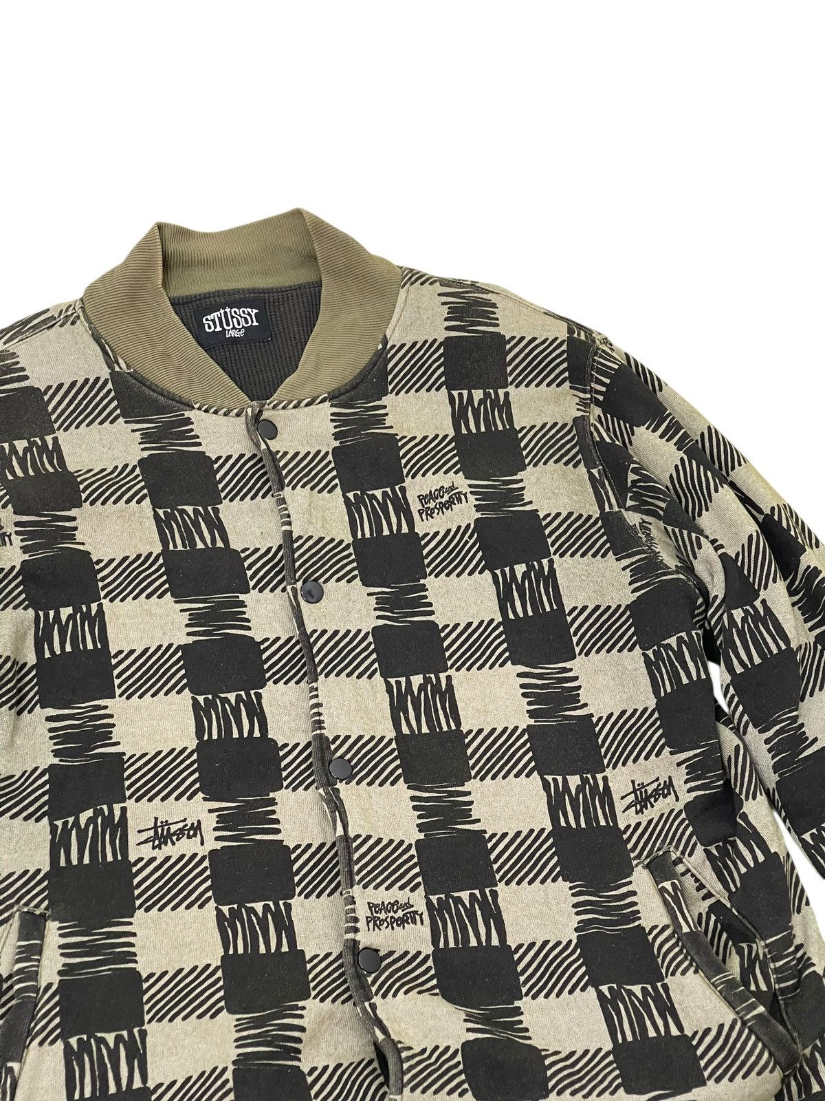 Japanese Brand Y2K Stussy Checker Varsity Jacket Sweatshirt 5🟩9 Size US L / EU 52-54 / 3 - 9 Thumbnail