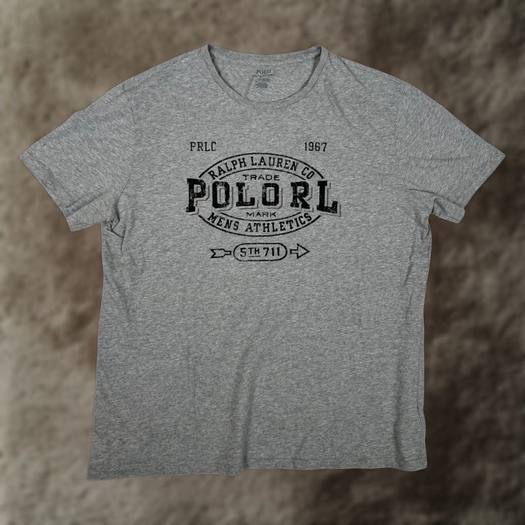 Polo Ralph Lauren Polo Ralph Lauren T-Shirt Mens Large Gray Athletics Sport Retro Spell Out Size US L / EU 52-54 / 3 - 1 Thumbnail