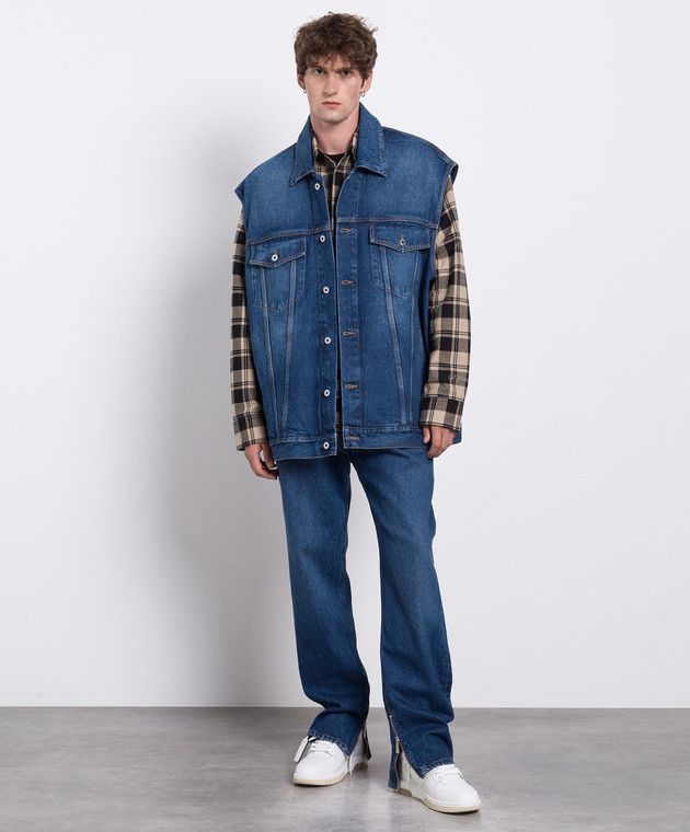 Off-White o1y0225 Denim Vest in Blue Size US L / EU 52-54 / 3 - 5 Thumbnail