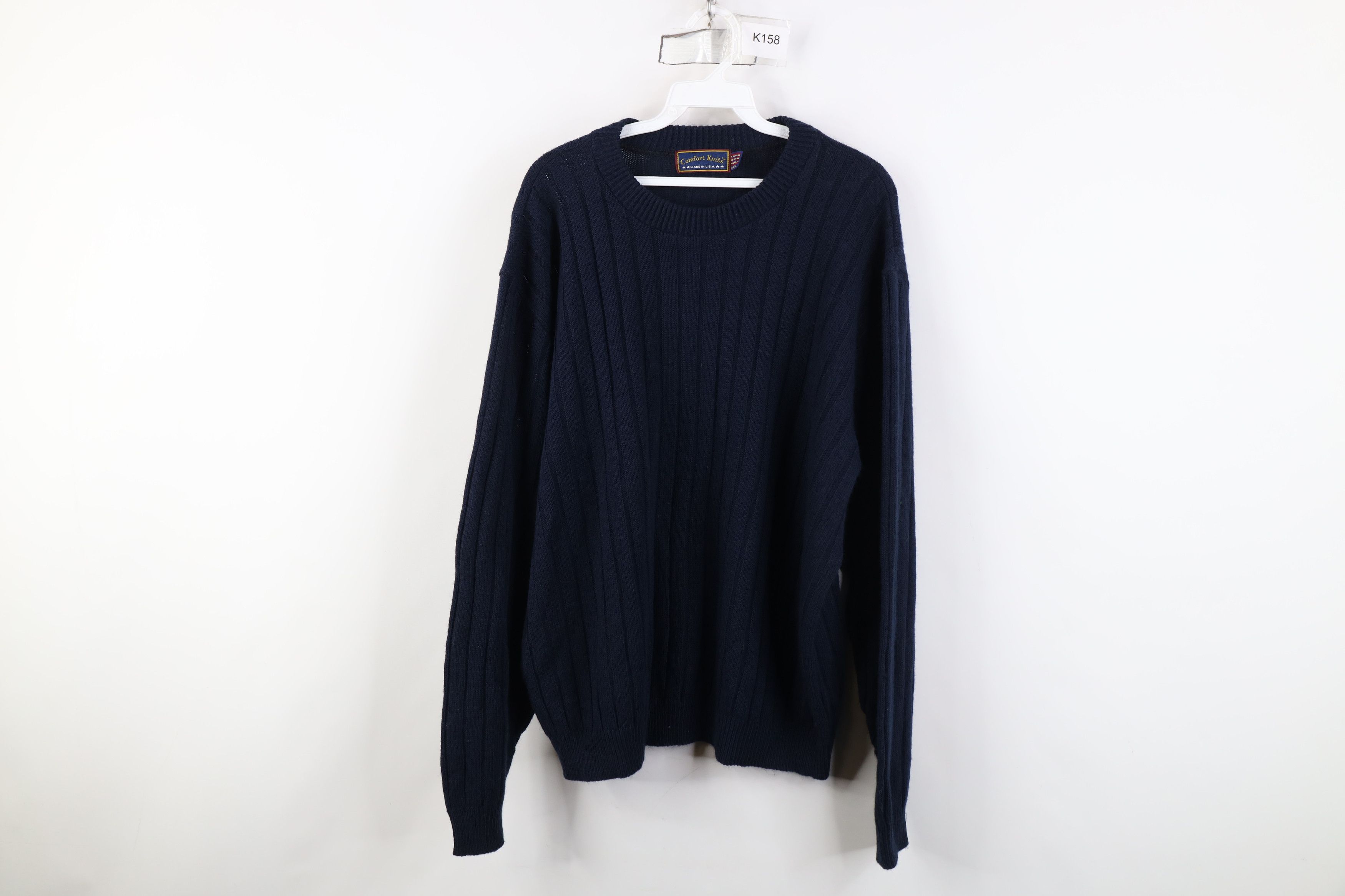Vintage Vintage 90s Streetwear Boxy Fit Ribbed Knit Sweater Blue USA Size US XXL / EU 58 / 5 - 1 Thumbnail