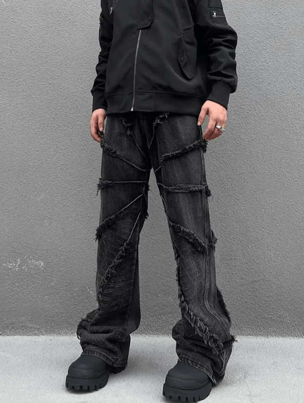 Japanese Brand Washed Black Baggy Stacked Jeans Size US 30 / EU 46 - 4 Thumbnail