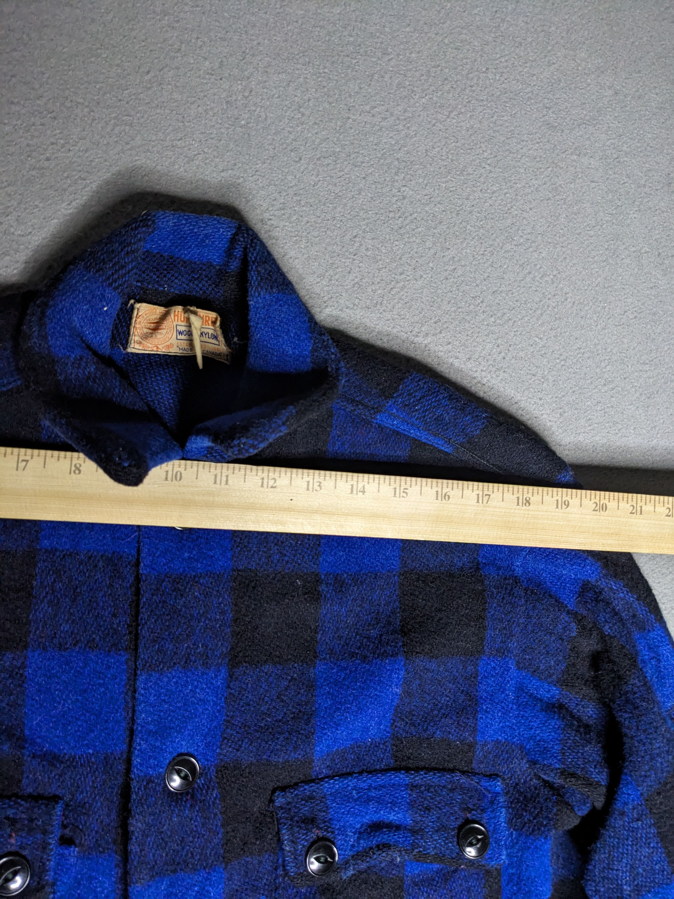 Vintage Humphrey Wool Flannel Buffalo Plaid Large Blue/Black 1950s Size US L / EU 52-54 / 3 - 11 Thumbnail