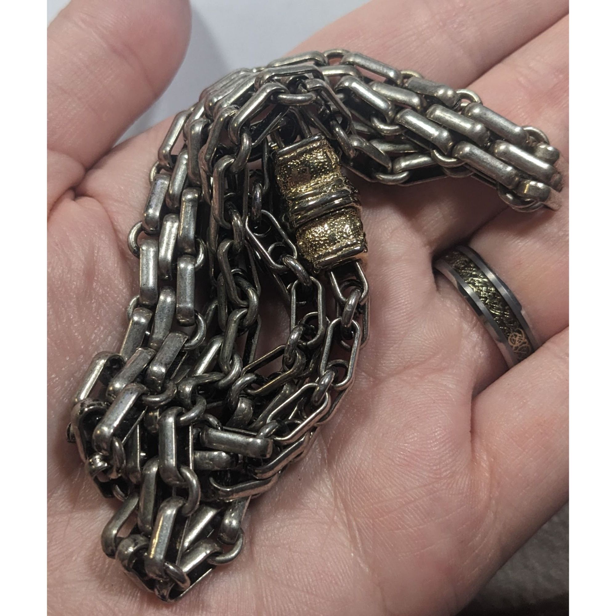 Other Unique Chunky Silver Tone Chain Necklace With Magnetic Clasp Size ONE SIZE - 4 Thumbnail