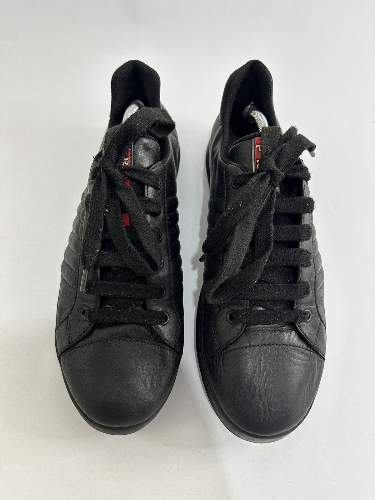 Prada Prada Black Leather Low Top Sneakers Size Size US 11 / EU 44 - 2 Thumbnail