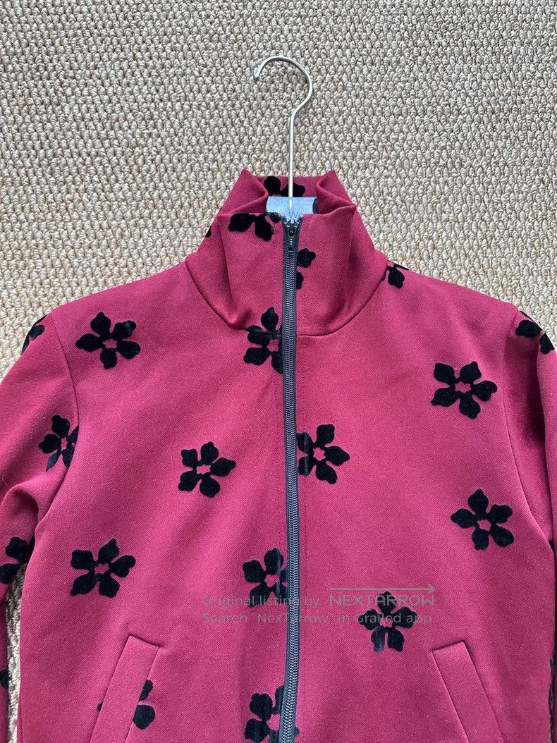 Comme des Garcons Comme Des Garcons Burgundy velvet flower zipper coat Size M / US 6-8 / IT 42-44 - 4 Thumbnail