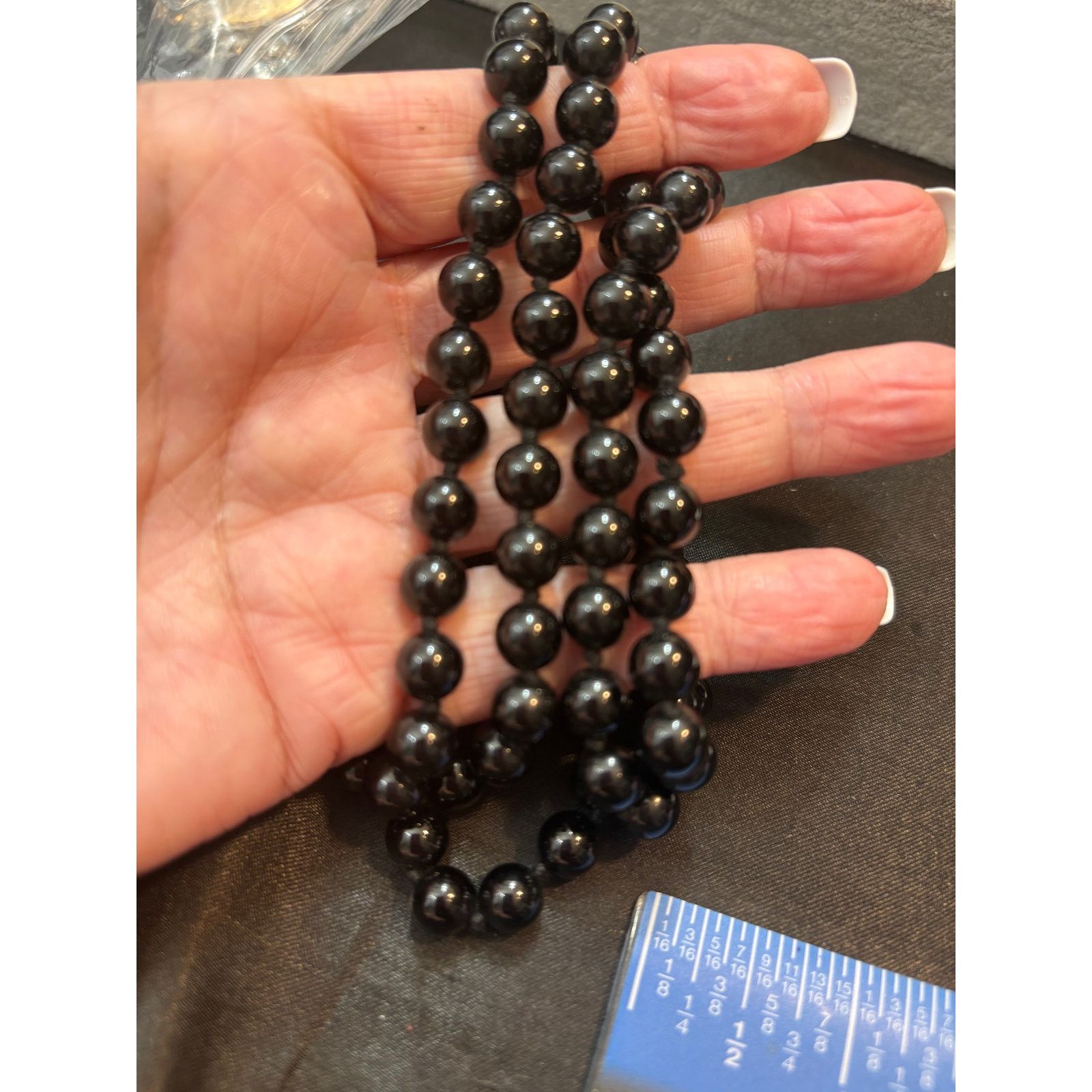 Other Vintage Black Onyx Bead Necklace 30 Inch Single Strand Size ONE SIZE - 6 Thumbnail