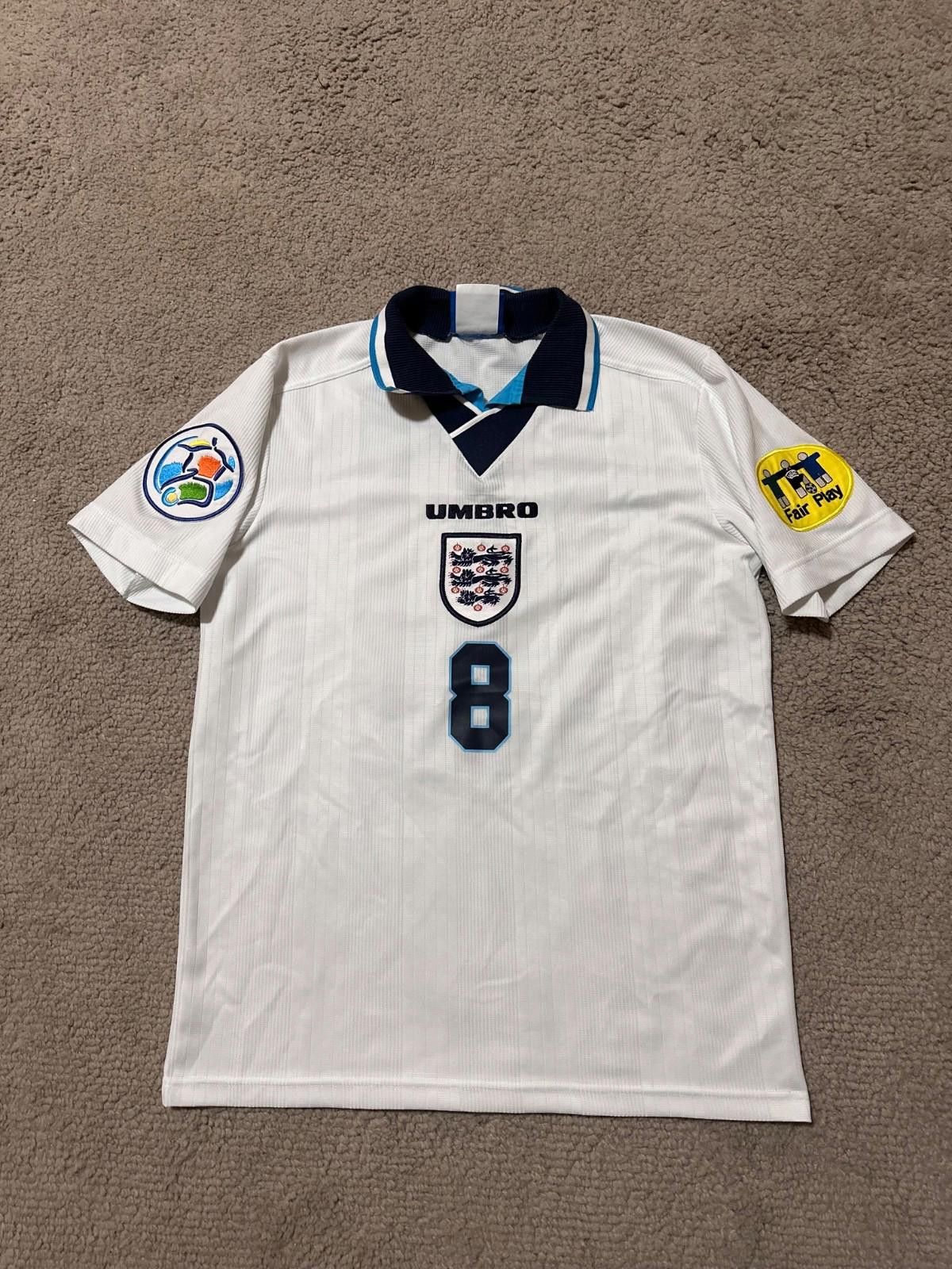 Umbro England Gascoigne #8 Soccer Shirt Football Jersey Sz M