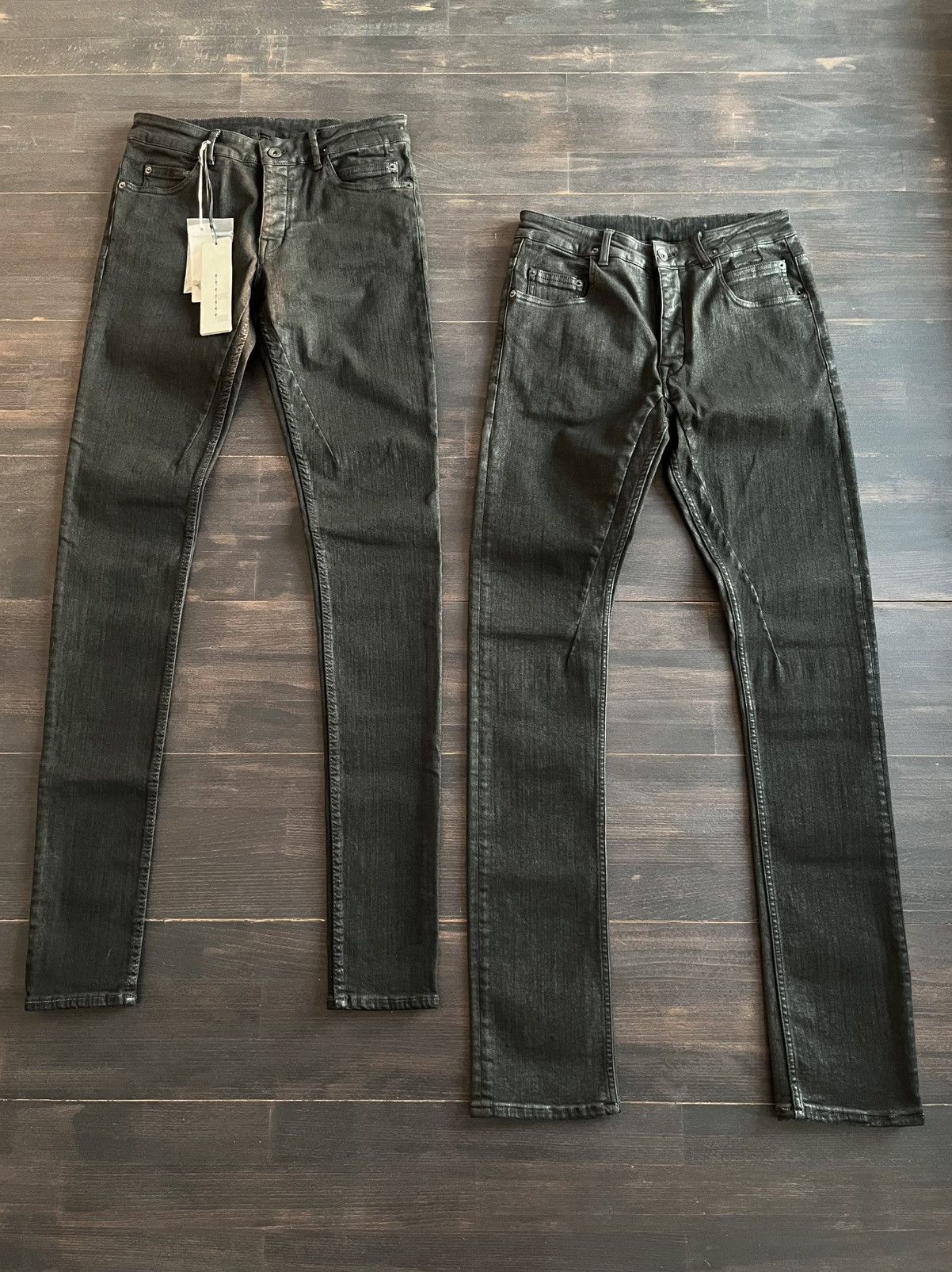 Rick Owens × Rick Owens Drkshdw rick owens fw17 “glitter” black waxed detroit cut jeans Size US 30 / EU 46 - 13 Thumbnail