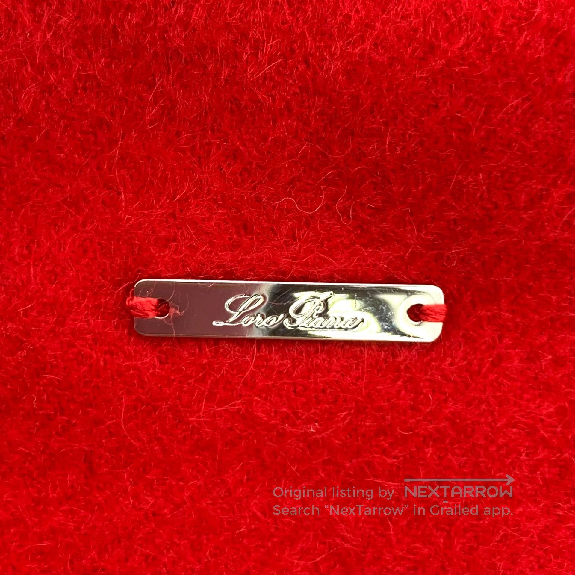 Loro Piana LORO PIANA size 85 Red Mouse Embroidered Cashmere Fringe S Size ONE SIZE - 7 Thumbnail