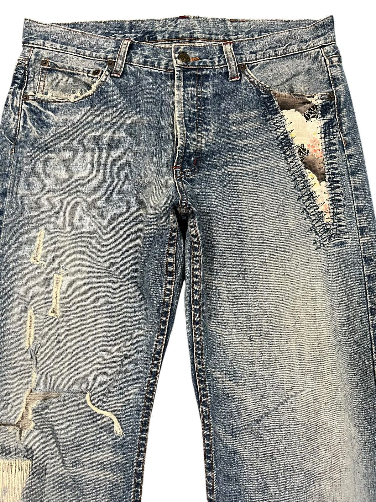 Japanese Brand Vintage Takeo Kikuchi Patchwork Sashiko Denim Size US 34 / EU 50 - 2 Thumbnail