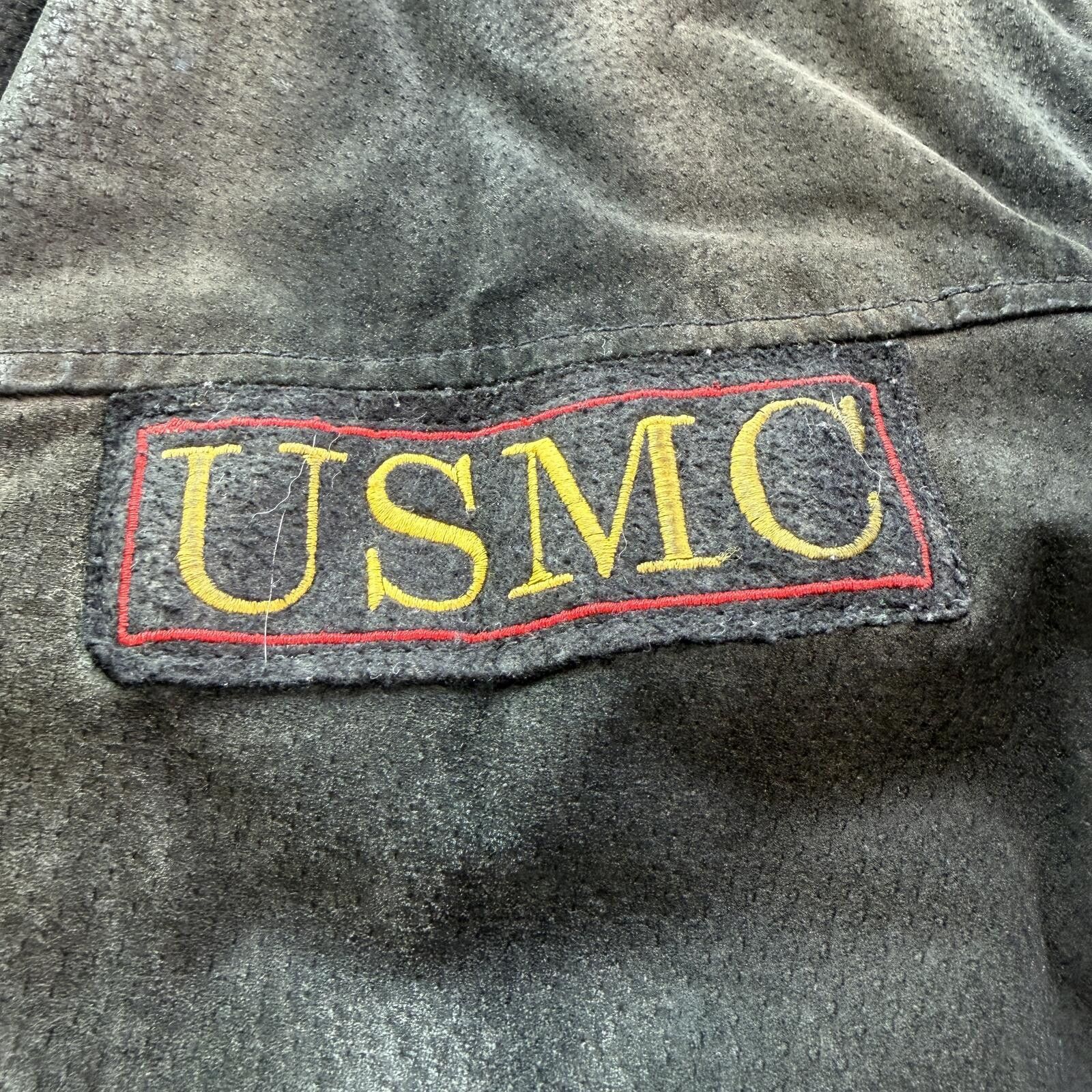 Leather Vintage 90s USMC Marines Leather Bomber Jacket Military 3XL Size US XXL / EU 58 / 5 - 5 Thumbnail
