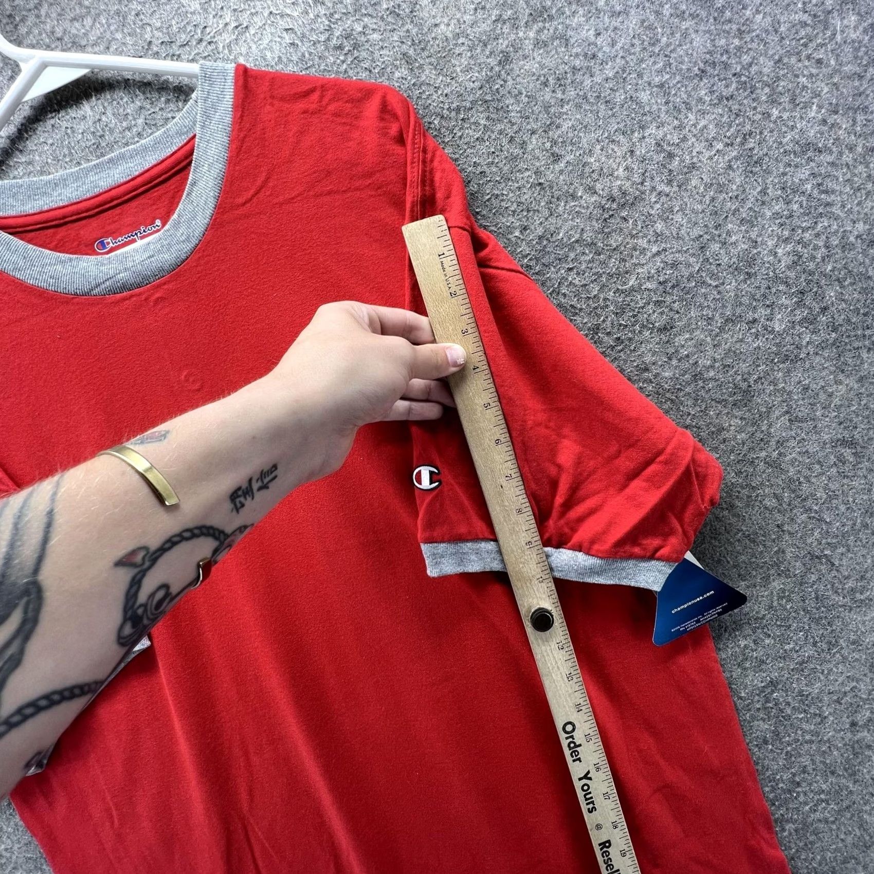 Champion Champion Shirt Mens Large Red Ringer Tee Embroidered C Logo Tagless Short Sleeve Crew Neck Size US L / EU 52-54 / 3 - 5 Thumbnail