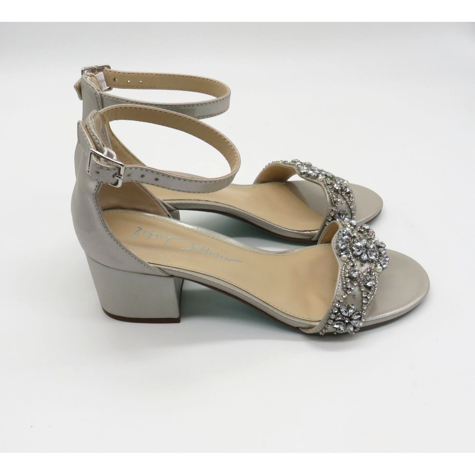 Betsey Johnson Betsey Johnson Women's Silver Block Heel Sandals Rhinestone Size US 5.5 / IT 35.5 - 1 Thumbnail