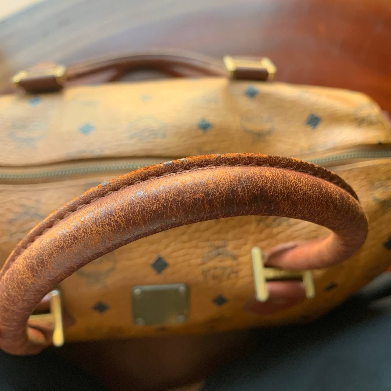 MCM Vintage MCM Boston Brown Visetos Leather Hand Bag Size ONE SIZE - 16 Thumbnail