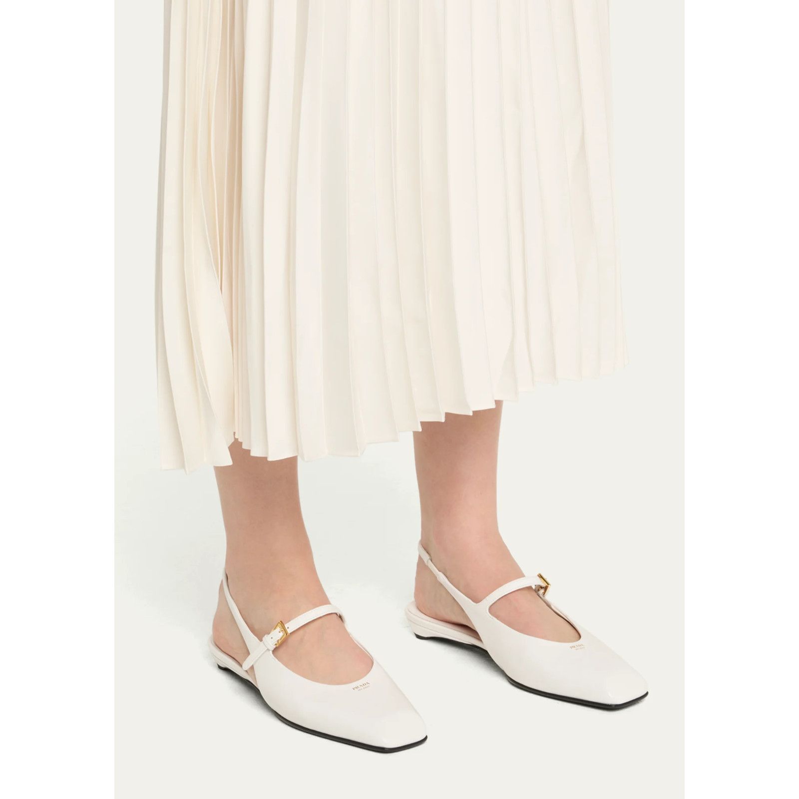 Prada Prada White Leather Square Toe Mary Jane Ballet Flat 40 Size US 10 / IT 40 - 3 Thumbnail