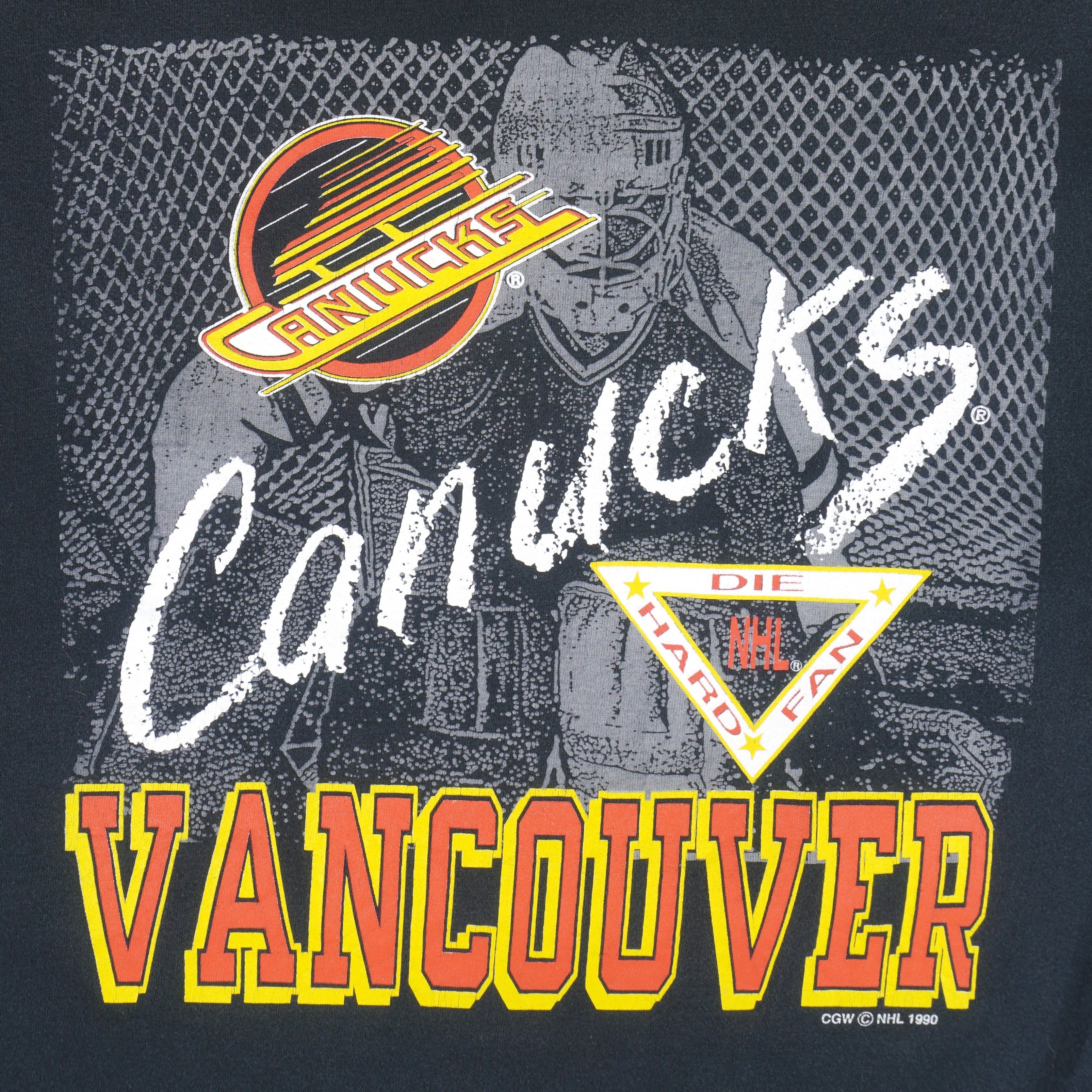 NHL (Waves) - Vancouver Canucks Single Stitch T-Shirt 1990 Size US L / EU 52-54 / 3 - 3 Thumbnail