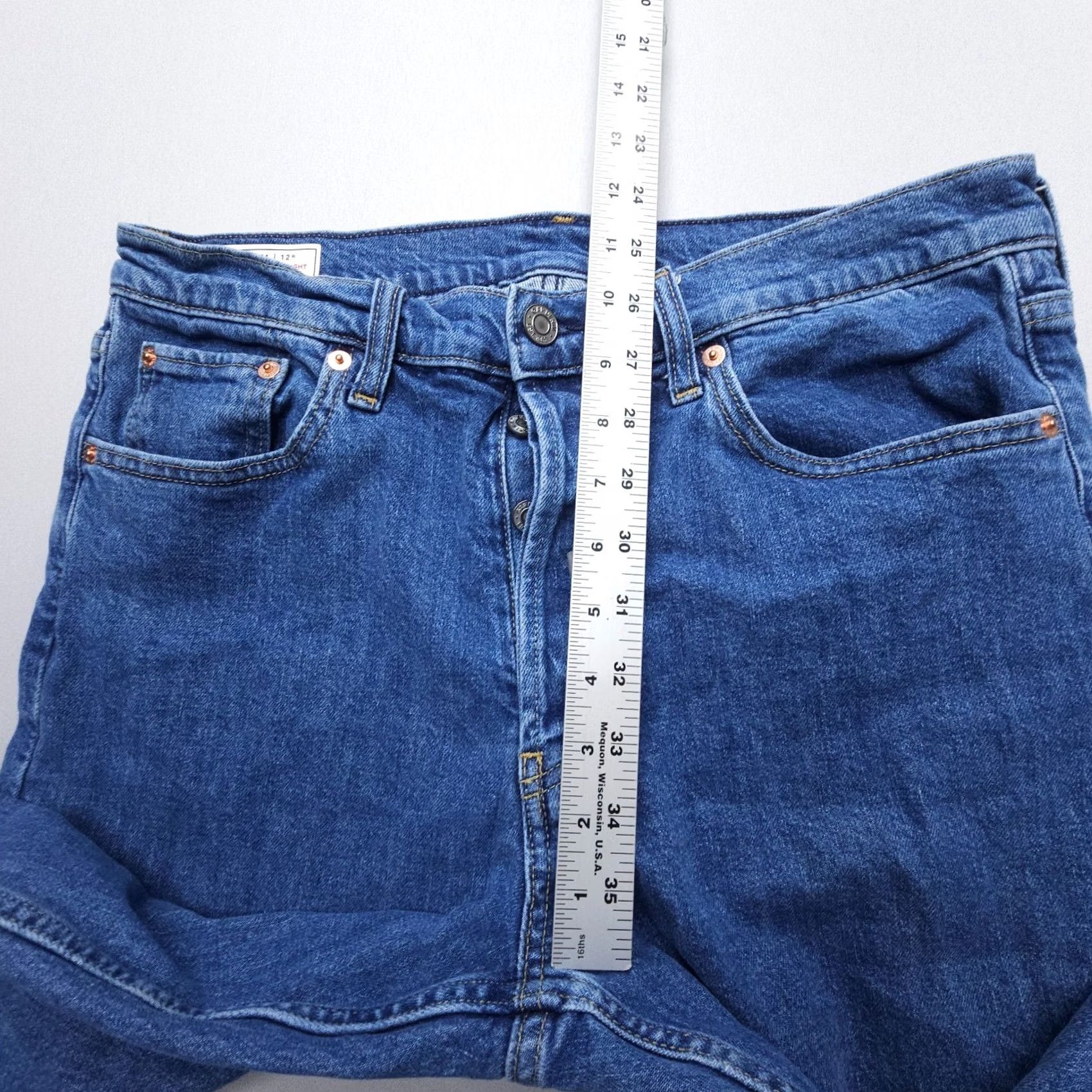 Gap Gap 1969 Jeans 31x26 High Rise Straight Blue Button Fly 5-Pocket Denim Stretch Comfort Women Regular XS-Plus? (Oops) Size 34" / US 12 / IT 48 - 7 Thumbnail