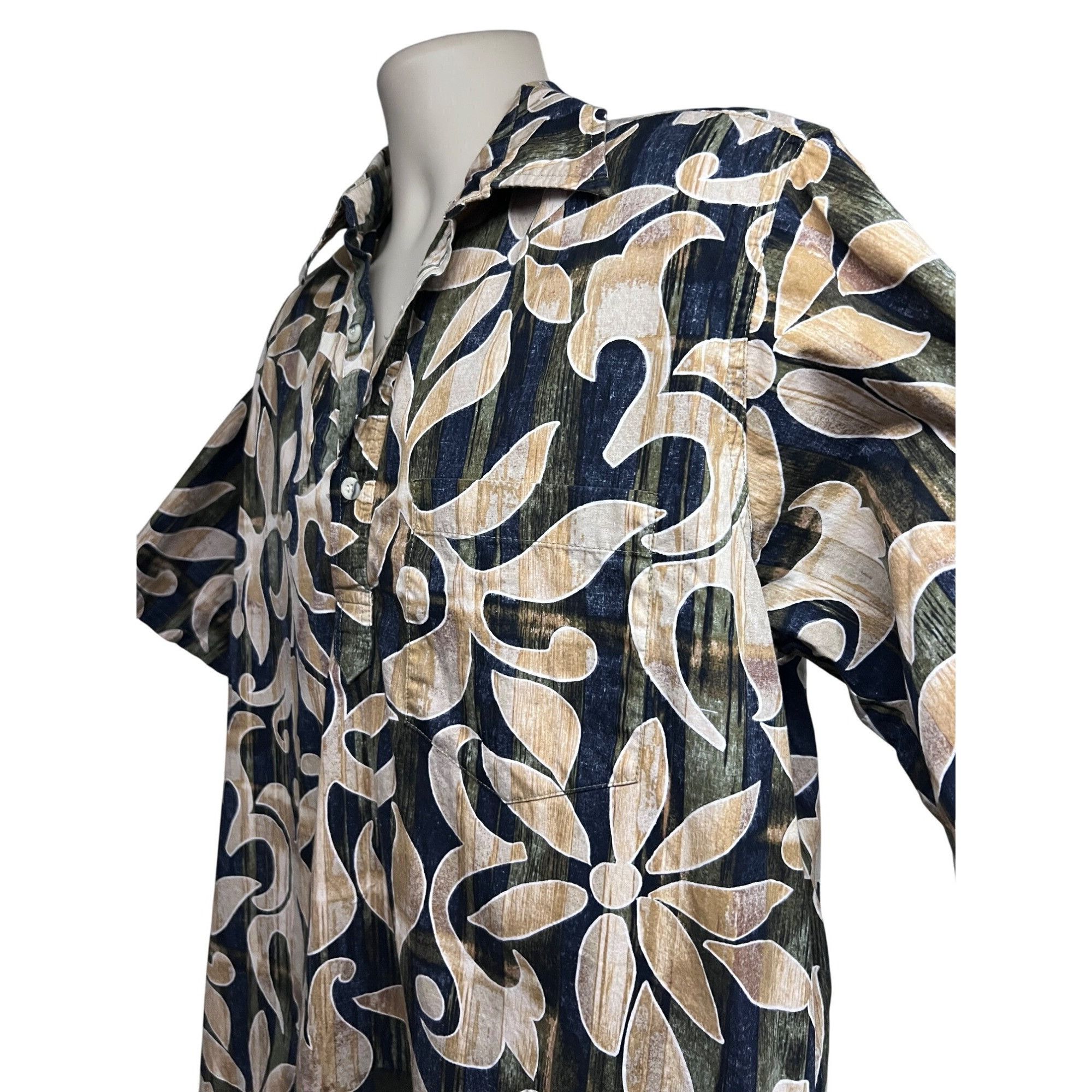 Vintage Go Barefoot Mens Vintage Reverse Floral Print Pullover Hawai Size US L / EU 52-54 / 3 - 5 Thumbnail