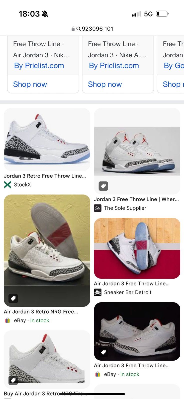 Nike NIKE AIR JORDAN 3 “FREE THROW LINE” white cement size US8UK7 Size US 8 / EU 41 - 7 Thumbnail